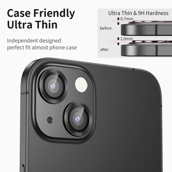 Camera lens tempered glass protector for iPhone 13, iPhone 13 Mini - Picture 3 of 6